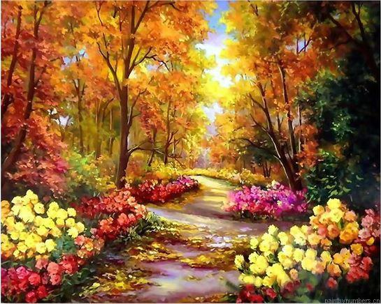 A Middle Way Of Flowers Landscapes Painting By Numbers.png