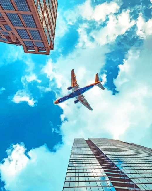 A Plane And Skyscrapers Painting By Numbers.png