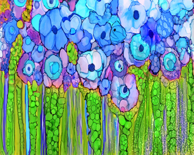 Abstract Blue Poppies Painting By Numbers.png