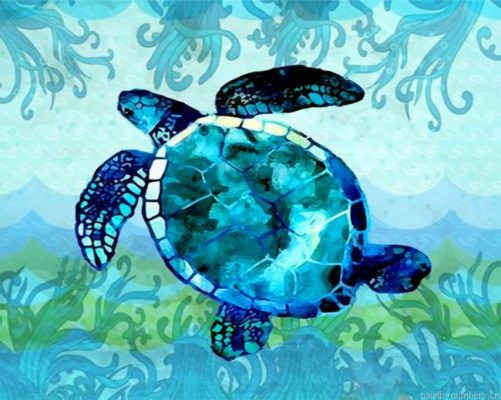 Abstract Blue Turtle Painting By Numbers.png
