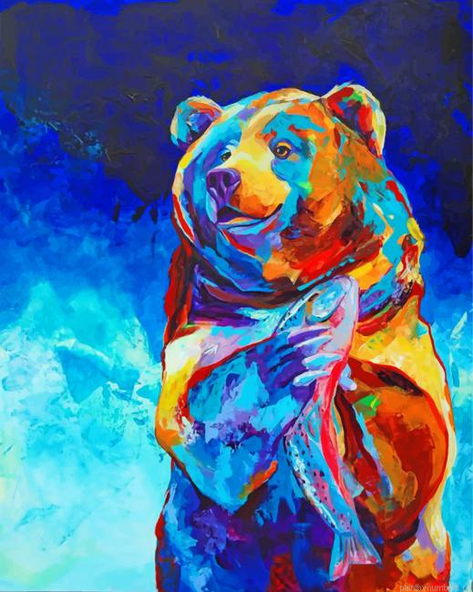 Abstract Colorful Bear Painting By Numberss.png