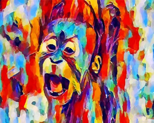 Abstract Colorful Monkey Painting By Numbers.png