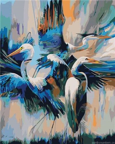 Abstract Cranes Birds Painting By Numbers.png