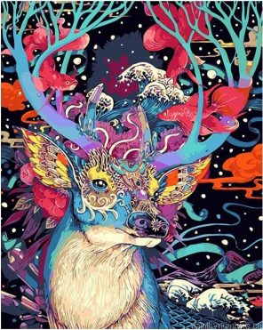 Abstract Deer Animals Painting By Numbers.png