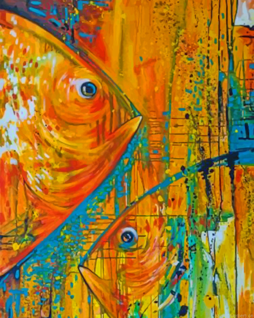 Abstract Fishes Painting By Numberss.png