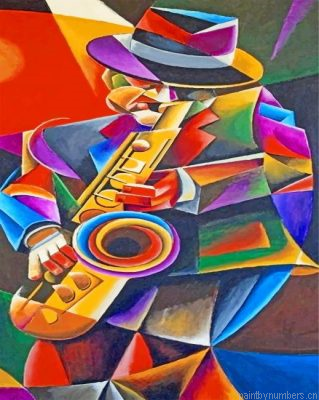 Abstract Saxophonist Painting By Numbers.png
