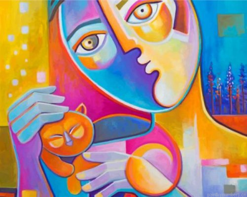 Abstract Woman And Cat Painting By Numbers.png