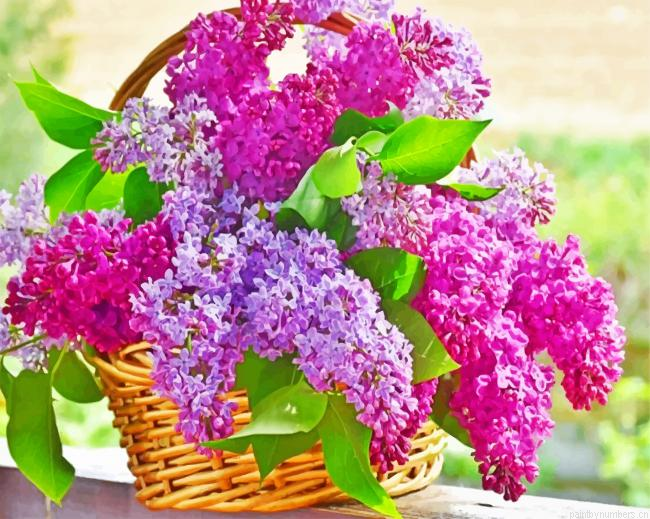 Aesthetic Basket Of Lilac Flowers Painting By Numberss.png