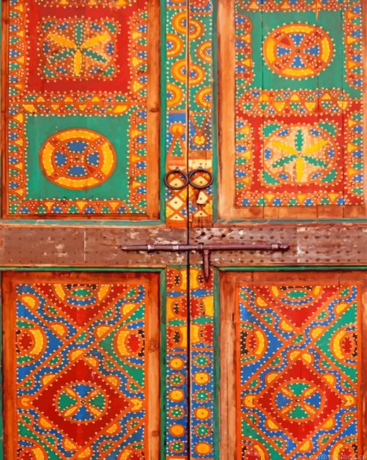 Aesthetic Beautiful Door Painting By Numberss.png