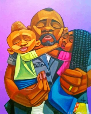 Aesthetic Black Dad And His Kids Painting By Numbers.png