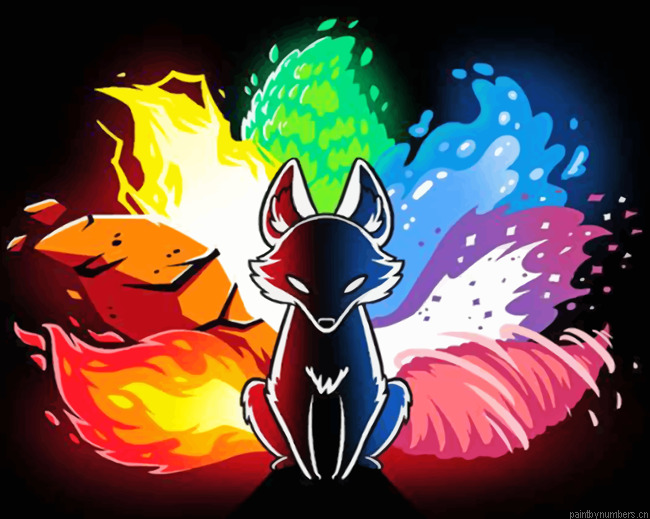 Aesthetic Black Fox Painting By Numberss.png