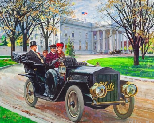 Aesthetic Black Vintage Car Painting By Numbers.png