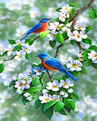 Aesthetic Blue Birds Painting By Numbers.png