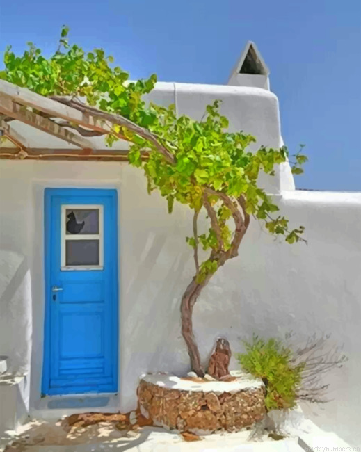 Aesthetic Blue Door Painting By Numbers.png