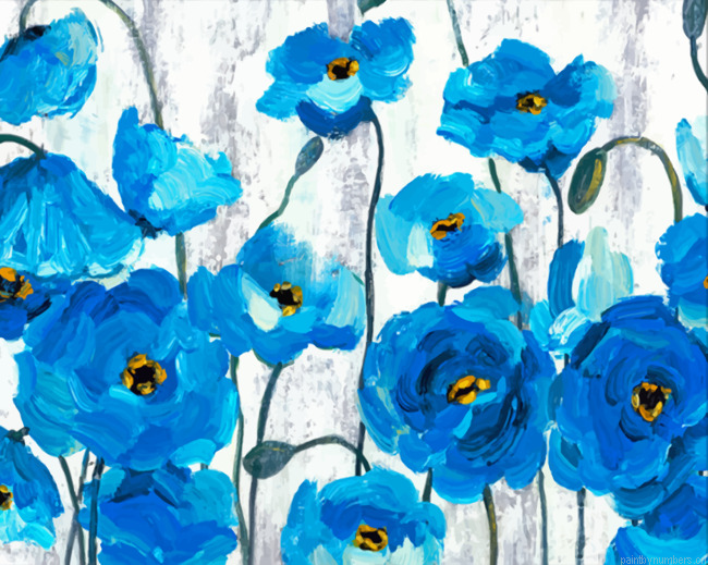 Aesthetic Blue Poppies Painting By Numbers.png