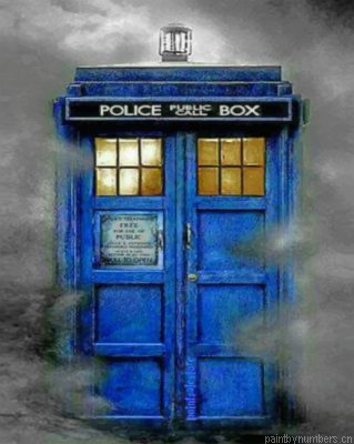 Aesthetic Blue Tardis Painting By Numbers.png