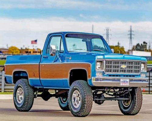 Aesthetic Blue Truck Painting By Numbers.png