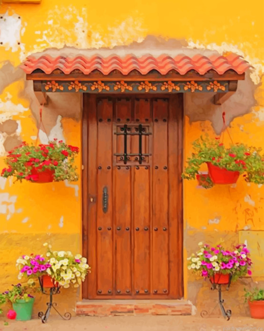 Aesthetic Brown Wooden Door Painting By Numberss.png