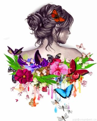 Aesthetic Butterfly Girl Painting By Numbers.png