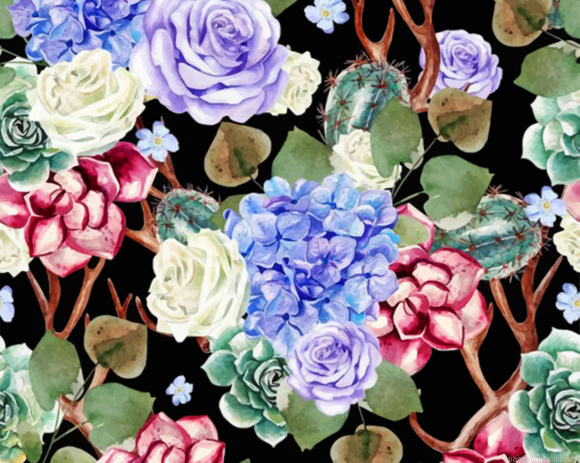 Aesthetic Cactus And Flowers Painting By Numbers.png