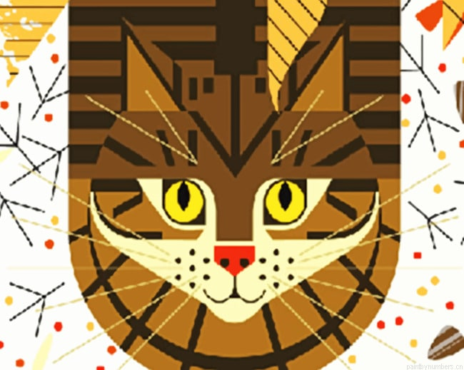 Aesthetic Cat Charley Harper Painting By Numbers.png