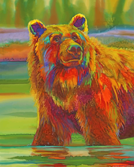 Aesthetic Colorful Bear Painting By Numberss.png
