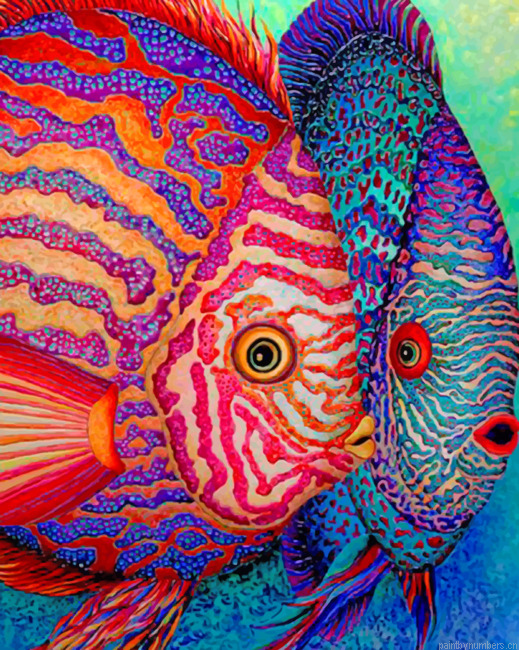 Aesthetic Colorful Fishes Painting By Numberss.png