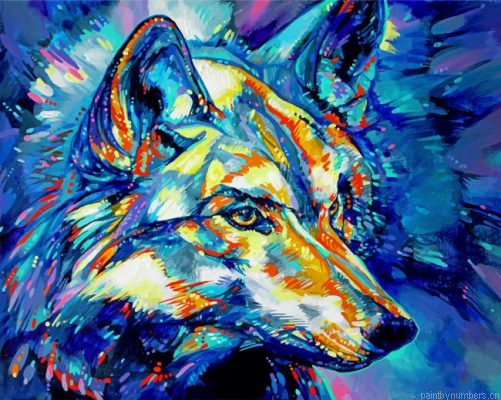 Aesthetic Colorful Wolf Painting By Numbers.png
