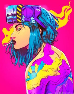 Aesthetic Colorful Woman Smoking Painting By Numbers.png