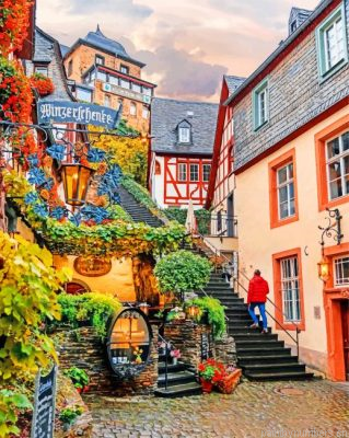 Aesthetic Cozy Town Painting By Numbers.png