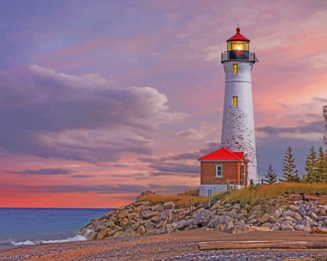 Aesthetic Crisp Point Lighthouse Painting By Numberss.png