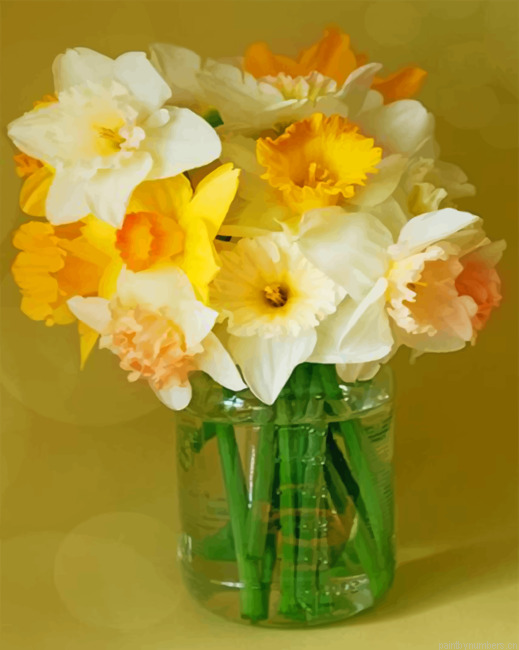 Aesthetic Daffodils Flowers Painting By Numberss.png