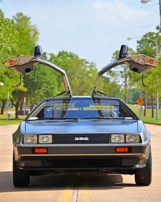 Aesthetic Delorean Car Painting By Numberss.png
