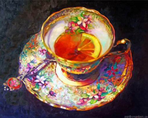 Aesthetic Floral Tea Set Painting By Numberss.png