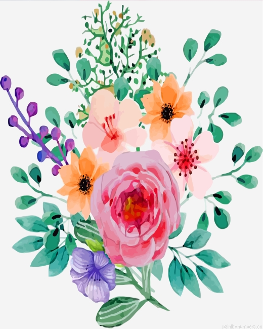 Aesthetic Flowers Painting By Numberss.png
