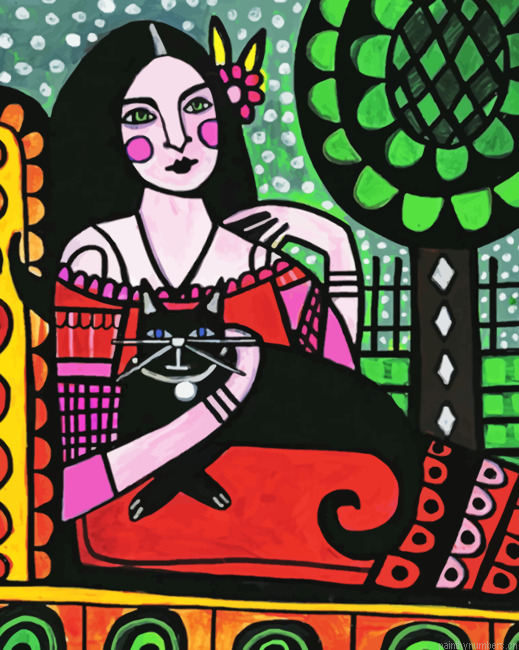 Aesthetic Folk Art Woman Painting By Numberss.png