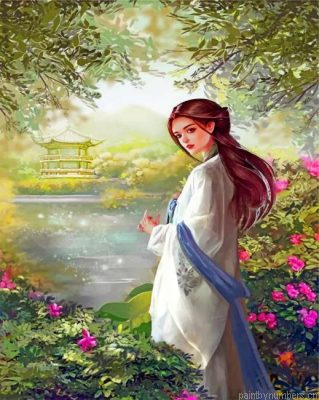 Aesthetic Forest Girl Painting By Numbers.png