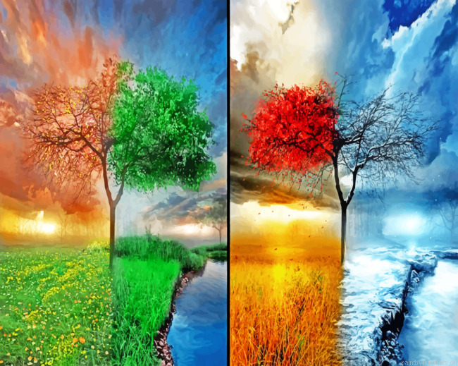 Aesthetic Four Seasons Painting By Numberss.png