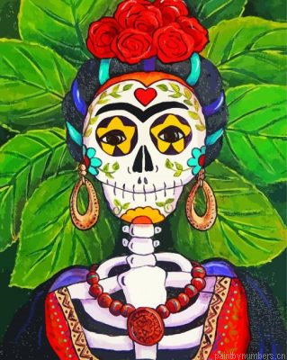 Aesthetic Frida Kahlo Skull Painting By Numbers.png
