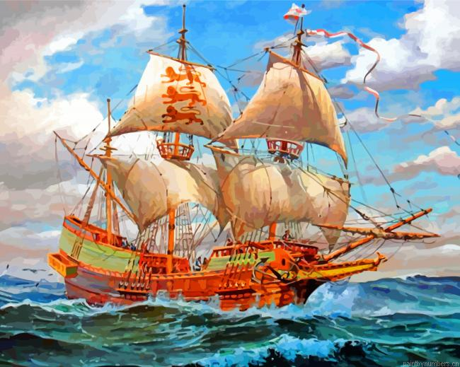 Aesthetic Galleoon Ship Painting By Numbers.png