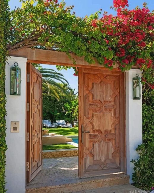 Aesthetic Garden Door Painting By Numbers.png