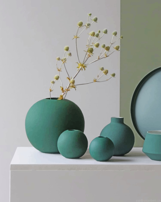 Aesthetic Green Vases Painting By Numbers.png