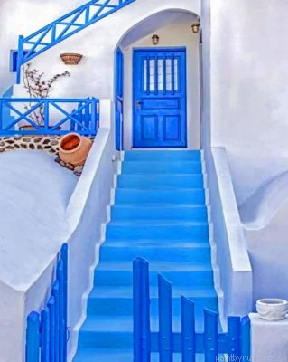 Aesthetic House In Santorini Painting By Numbers.png