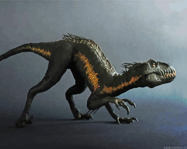 Aesthetic Indoraptor Dinosaur Painting By Numberss.png