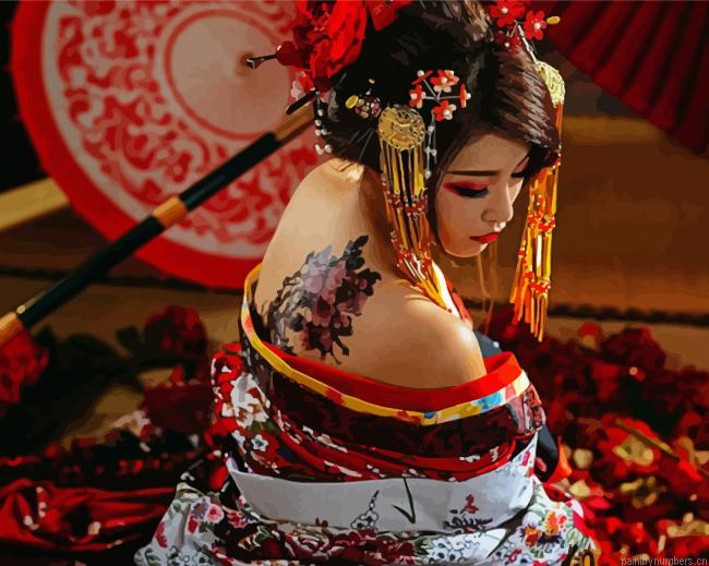 Aesthetic Japan Girl Painting By Numberss.png