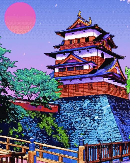 Aesthetic Japanese Building Painting By Numberss.png