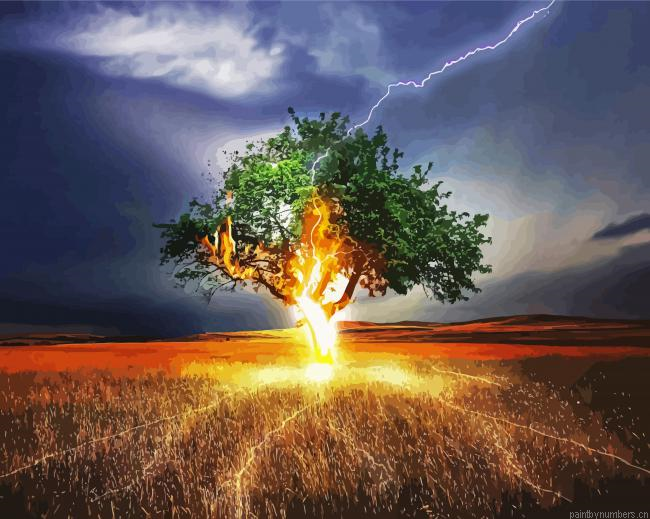 Aesthetic Lightning Tree Painting By Numberss.png