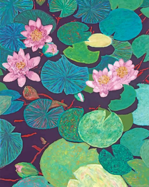 Aesthetic Lotus Flowers Painting By Numbers.png