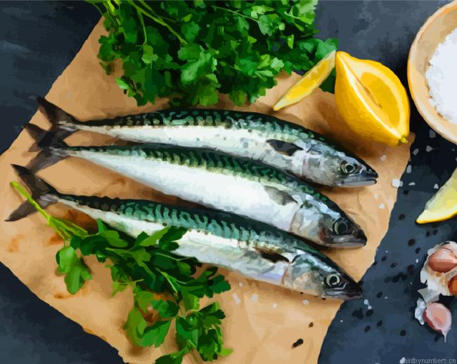 Aesthetic Mackerel Fish Painting By Numberss.png