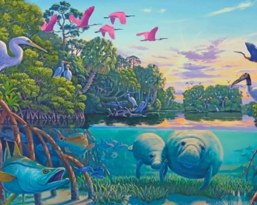 Aesthetic Manatees Painting By Numbers.png